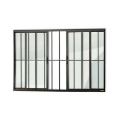 Janela Confort 4 Folhas com Grade Vidro Liso 120cm X 200cm Brimak