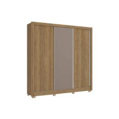 Guarda Roupa Casal 3 Portas De Correr E 2 Gavetas C- Pés Cb03m570 Nogueira-fendi