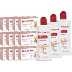 3UN Hidratante Leite De Aveia 400ml e 12 Sabonetes Aveia e Óleo de Ame