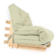 Sofa Cama Solteiro Futon Dobrável Bege