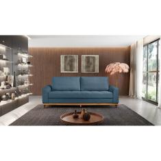 Sofá Cama 3 Lugares 224cm Alegra Linho Azul