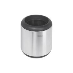 Lixeira Inox Cápsula Com Acabamento Scotch Brite E Aro E Base Em Polipropileno 7 L