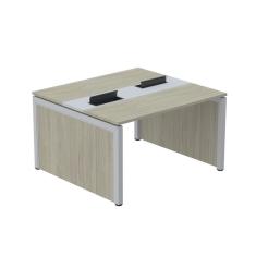 Mesa De Plataforma Dupla Para 2 Pessoas Corporativa 140x120/2p Nogueira Casablanca/cinza