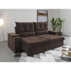 Sofá 4 Lugares Horus Bipartido 230cm Retrátil E Reclinável Com Porta Copos Bombom