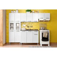 Cozinha Modulada Completa Múltipla 4 Peças (2 Armários + 1 Balcão + 1 Paneleiro) C4P86 Branco - Bertolini