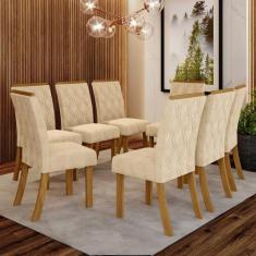 Conjunto 8 Cadeiras Estofadas Lupita Casa 812, Nature com Linho