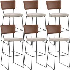 Kit 06 Banqueta Alta Cozinha Sala Jantar Fixa Allana L02 material sint