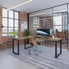 Escrivaninha Mesa Escritório em L Yon Presidente 190x70x75 - Metalig