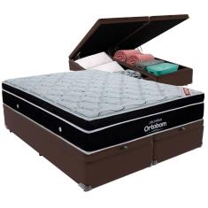 Cama Box Baú Marrom E Colchão Elegant Molas Ensacadas King Ortobom