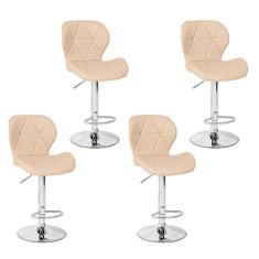 Conjunto 04 Banquetas Slim Couro Pu Regulagem de Altura Nude