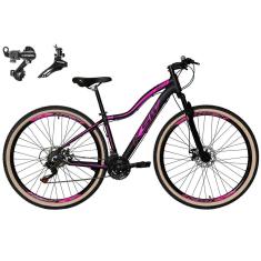 Bicicleta Aro 29 Feminina Ksw Mwza Alumínio 21V Câmbios Shimano Tz Freio a Disco Pneus Faixa Bege-Feminino
