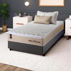 Conjunto Cama Box c/ Molas Ensacadas Alford Bege Solteiro 88x188x66 - 