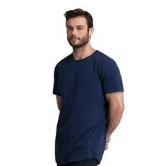 Camiseta Azul Marinho Longline 100% Algodão Di Nuevo