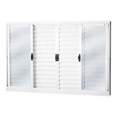 Janela Veneziana Aço 6 Folhas Mgm Minas Sul 100cmx120cm Vidro Liso Incolor Branco