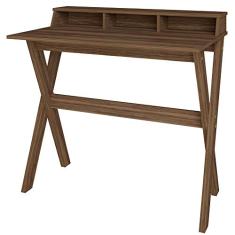 Mesa Para Escritório Escrivaninha Home Office Itália A02 Nogal - Lyam Decor