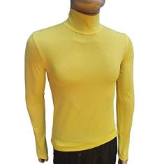 Camiseta Gola Alta Témica Proteção Uv Manga longa Poliéster tamanho:p;cor:amarelo