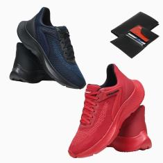 Kit 2 Tênis Masculino Esporte Academia Corrida Leve Uso no Dia a Dia + Carteira-Masculino