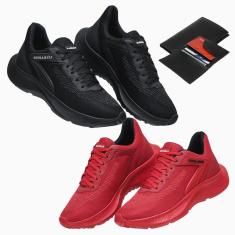 Kit 2 Tênis Masculino Esporte Academia Corrida Leve Para Dia a Dia + Carteira-Masculino