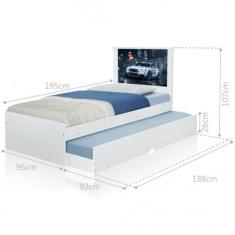 Cama Bibox Solteiro Carro Branco Potente Com Colchões - Casah