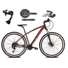 Bicicleta Aro 29 Ksw Xlt Alívio E Altus 27v Freio Hidráulico Garfo Trava Pneu Faixa - Preto-vermelho-laranja Tam.17