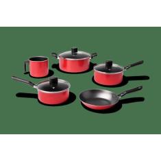 Jogo de Panelas Brinox Garlic 5 Peças Vermelho