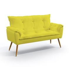 Poltrona Namoradeira Decorativa Estofada Beta Sued Amarelo Aradecor, A