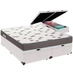 Cama Box Baú Branco E Colchão Light Espuma D33 Queen Ortobom