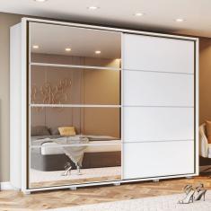 Guarda-roupa Casal 4 Espelhos 2 Portas Cavic Branco