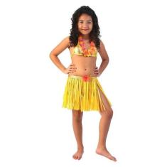 Fantasia Havaiana Infantil Amarela Completa de Carnaval - Sulamericana