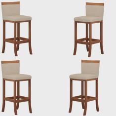 Conjunto 4 Banquetas Alta em Madeira Maciça Paris ccs Interiores