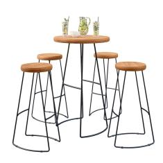 Kit Mesa Bistrô Redonda e 4 Banquetas Alta Astra Base Metálica - Pallazio