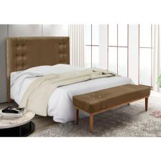 Cabeceira Cama Box Queen 160cm e Recamier Gênova Suede S04 - D'Rossi, 