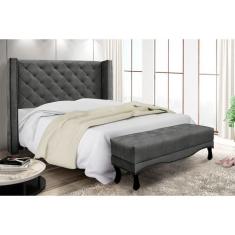 Cabeceira Cama Box Casal 140cm e Recamier Vicenza Suede S04 - D'Rossi,