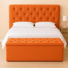 Recamier Bau Estofado Casal Queen Padrão Anita 160 cm Veludo - BELA DO