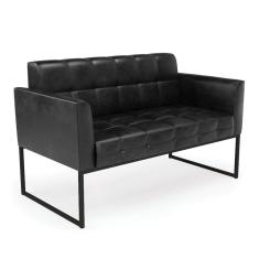Sofá Namoradeira Elisa Corano Preto Base Metálica Industrial Preto - D'rossi