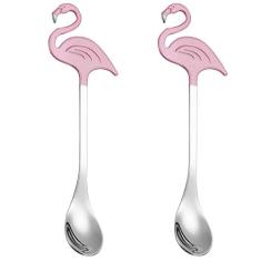 2 Unidades Colher Flamingo Colheres Pequenas Coquetel De Colher De Mistura Colheres De Açúcar Colheres De Chá Colher Longa Aço Inoxidável 304 Coreia Do Sul Comida Banquete