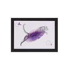 Quadro Minimalista Safari Onça Lilás Moldura Preta 22x32cm