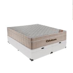 Cama Box Baú Branco e Colchão Airtech SpringPocket Queen Ortobom