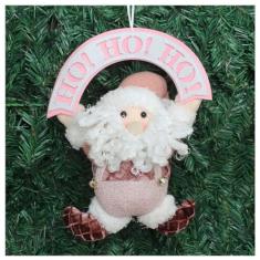 Guirlanda Natalina Enfeite De Porta Papai Noel Rosa 25cm