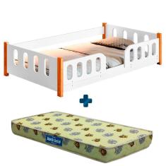 Cama Montessoriana Infantil Branca Marromissa Divaloto Com Colchão Probel
