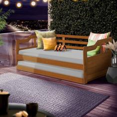 Sofá Cama Confortável Solteiro Madeira Maciça Imbuia João Shop JM