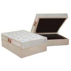 Conjunto Box Baú Casal: Colchão Espuma Castor D33 Sleep Max Relax + Base CRC Suede Clean(138x188)