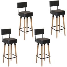 Kit 4 Banquetas para Bancada Estofada Bariloche