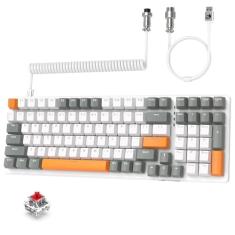 ZIYOU LANG Teclado mecânico para jogos K3, interruptor vermelho linear retroiluminado de LED arco-íris, 100 teclas, antifantasma, ergonômico, durável, ABS, cores mistas, com cabo tipo C enrolado para