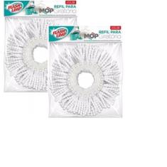 Kit Com 2 Refil MOP Esfregão Giratório Lavável e 100% De Microfibra Fl