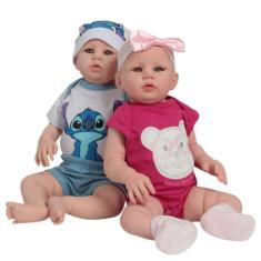Boneca Reborn Bebê Gêmeos Carequinha 48cm Com Lindos Itens - Cegonha R