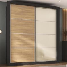 Guarda-roupas Casal 2 Portas de Correr 4 Gavetas Chicago Multimóveis Mp4267 Madeirado/off White