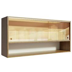 Armário Aéreo Madesa Emilly 2 Portas de Correr de Vidro Reflex com Nicho Aberto - Rustic