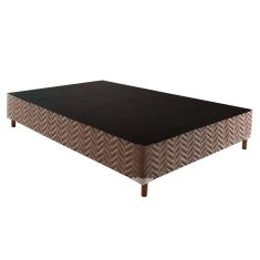 Cama Box Base Casal Sommier Rústico Bordado Brown (138X188X20) - Paropas