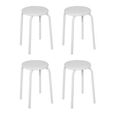 Conjunto 4 Banquetas Aço Expert Ciplafe Branco Assento Branco
